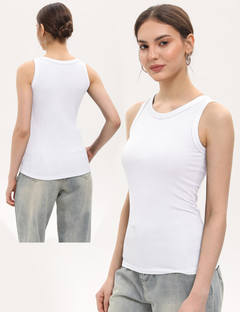 5 Pack Womens Crewneck Tank Tops High Neck Tank Tops Sleeveless Slim Fit Basic Tanks Top Ladies Undershirts