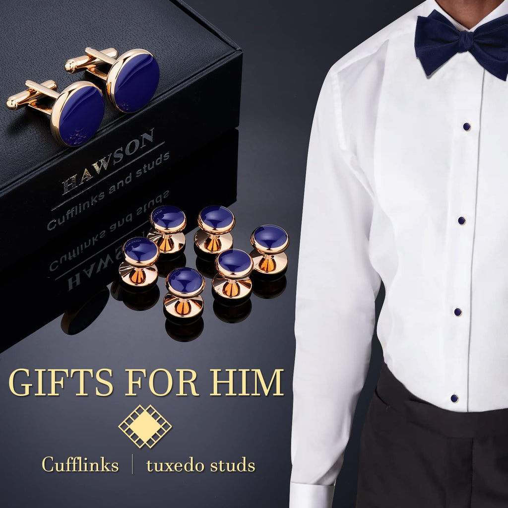 Men’s Cufflinks and Tuxedo Studs Set with Gift Box; Men’s Jewelry or Accessories Suitable for Black Suit White Shirts Vest and Red Bow tie on Wedding or Anniversary and Birthday