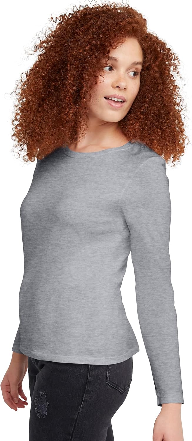 Women's Originals Long Sleeve Cotton T-Shirt, Lightweight Crewneck Tee, Modern Fit