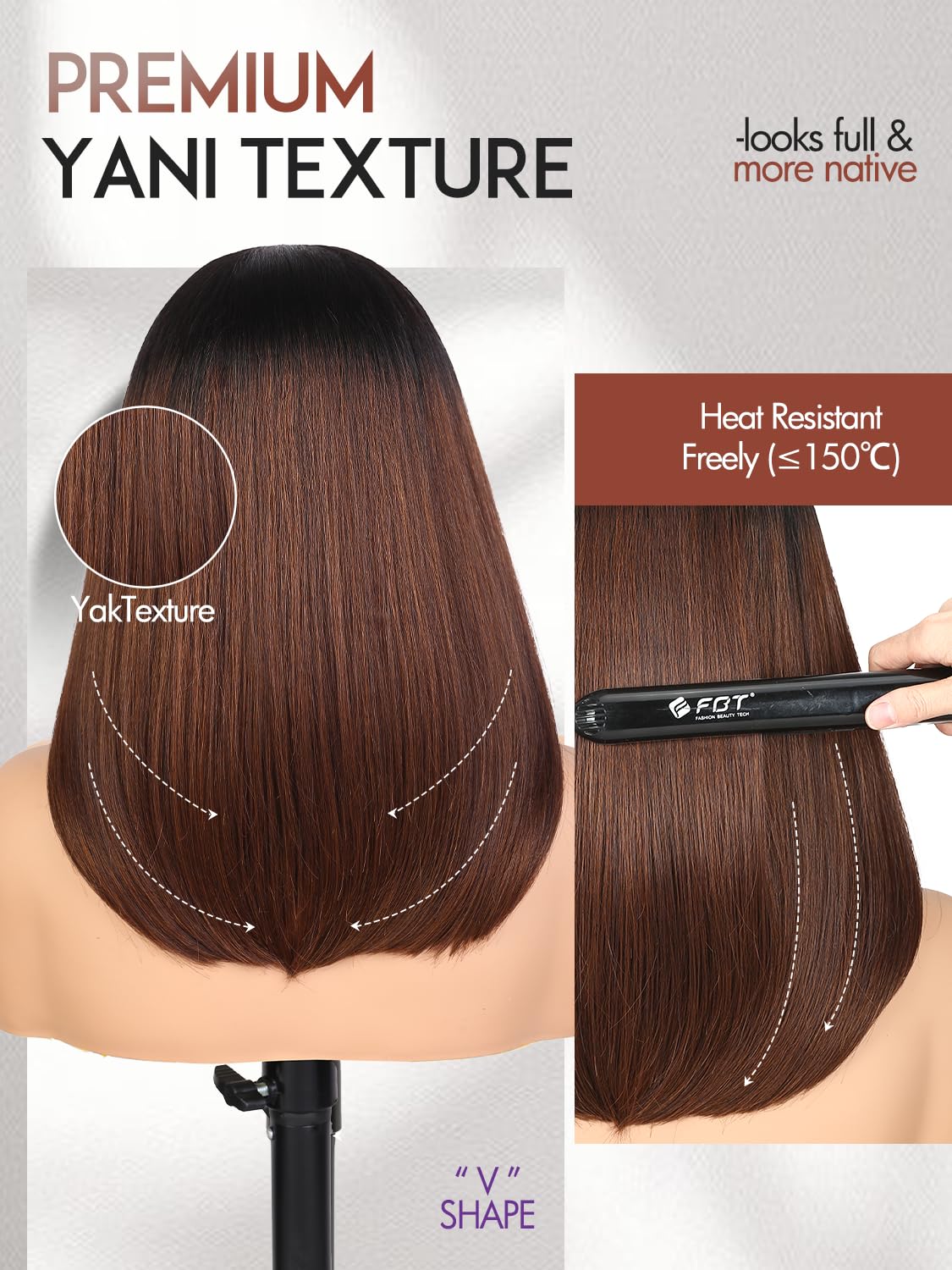 Yaki Straight Layered U Part Wigs V Part Glueless Clip in Half Wigs for Women Realistic Natural Looking Heat Resistant Synthetic Hair(24inch,Natural Black)