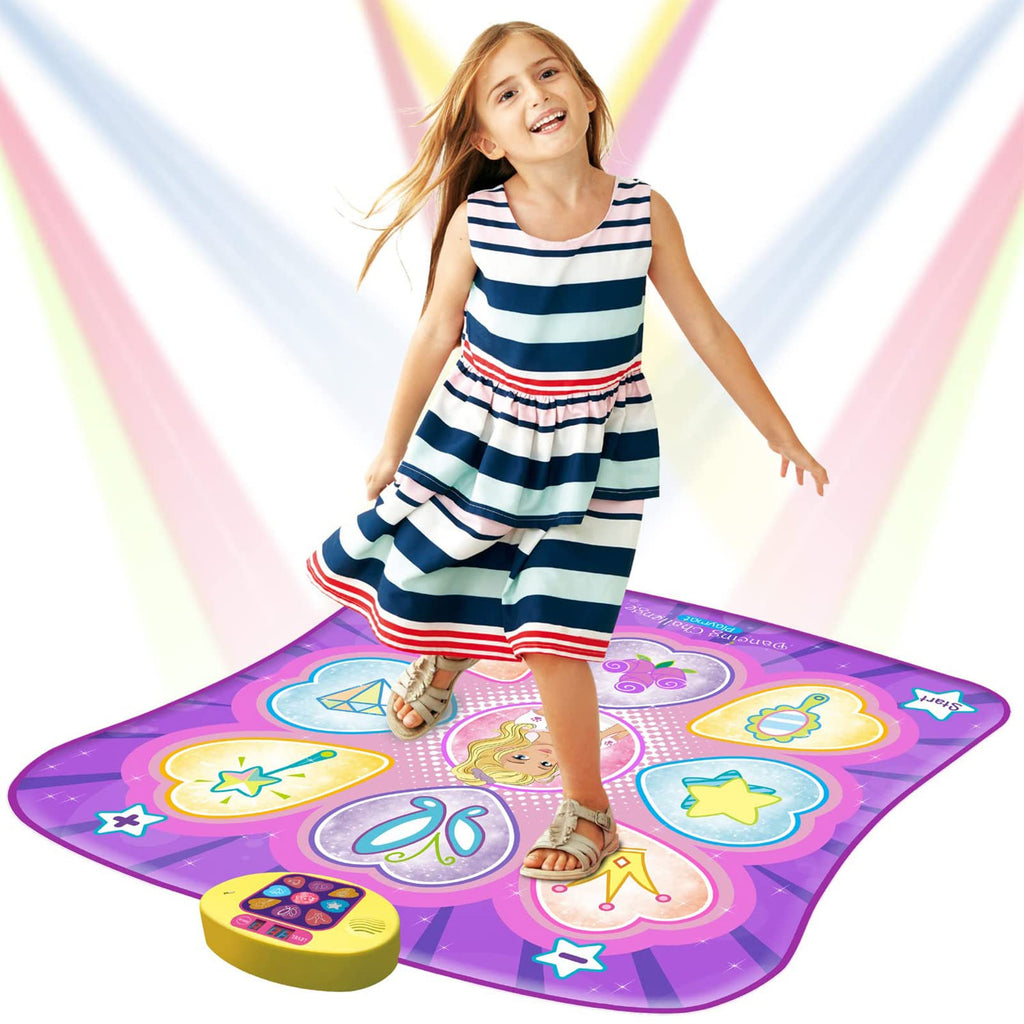 SUNLIN Dance Mat - Rhythm Step Play Mat - Dance Game Toy Pad with LED Lights, Gift for Kids Girls 3-12, Adjustable Volume, Built-in Music, 3 Challenge Levels