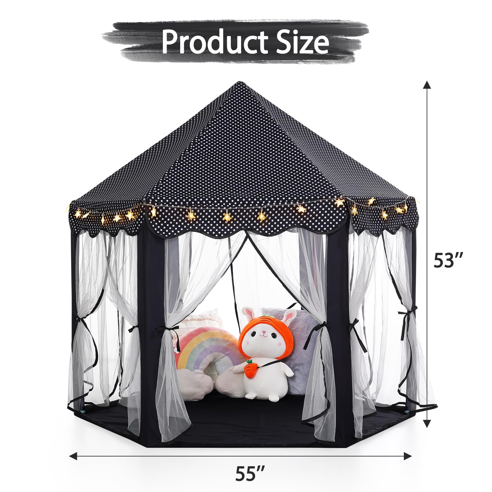 Monobeach Princess Tent Girls Large Playhouse Kids Castle Play Tent with Star Lights Toy for Children Indoor and Outdoor Games, 55'' x 53'' (DxH)