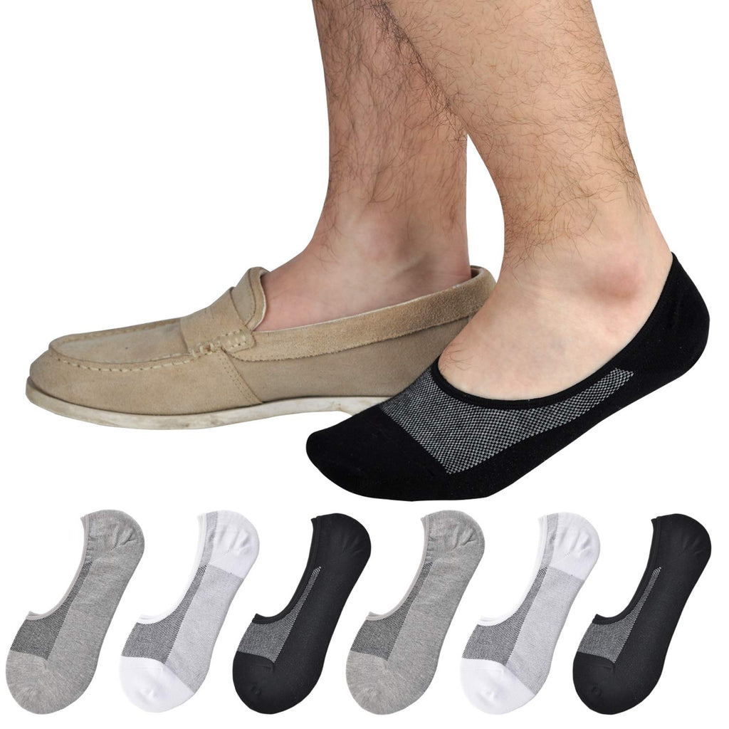 Genuine Mens No Show Socks, Loafer Sneakers Low Cut Cotton Socks With Non Slip Grips