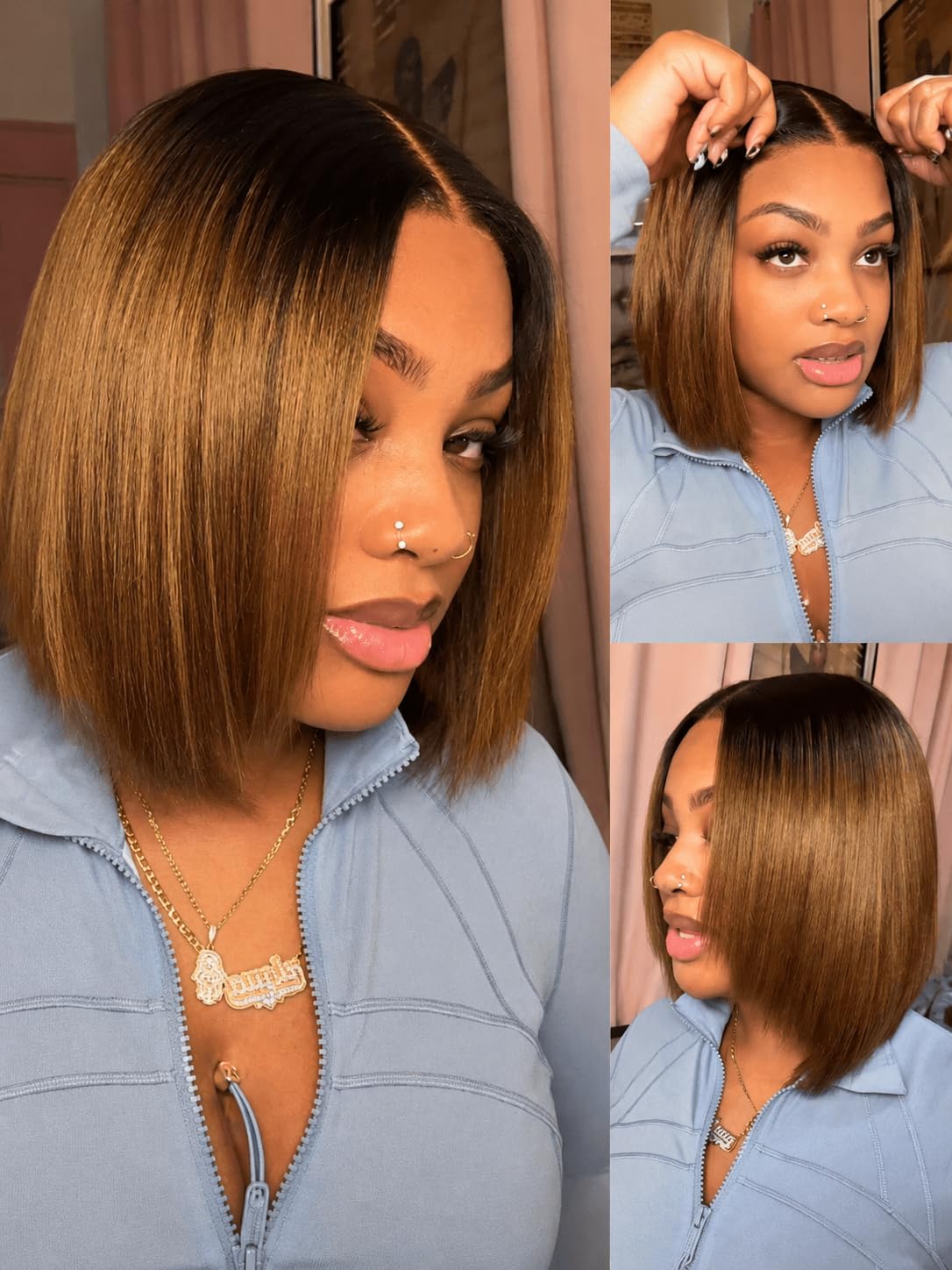 No Slip Yaki Straight Bob Drawstring Wig Human Hair with Flexible Mesh Cap,Glueless Upgrade 7x5 Bye Bye Knots Wig Pre Cut/Plucked/Bleached Ready to Go Short Yaki Bob Wig 180% Density 10inch