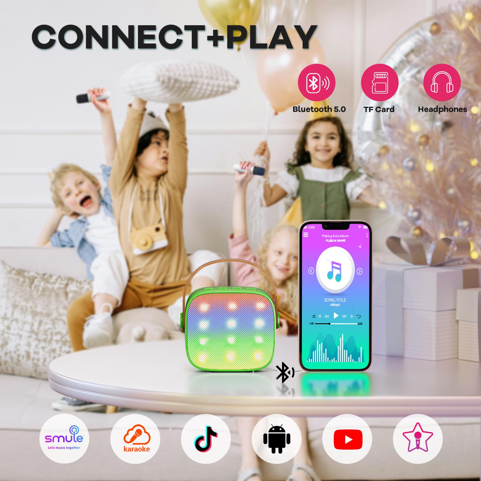 YLL Karaoke Machine for Kids, Portable Mini Speaker with 2 Wireless Microphones, TOP Kids Gifts for Girls Ages 3, 4, 5, 6, 7, 8, 9, 10+ Years Old, 4-12th Birthday Singing Present Toy Party (Purple)