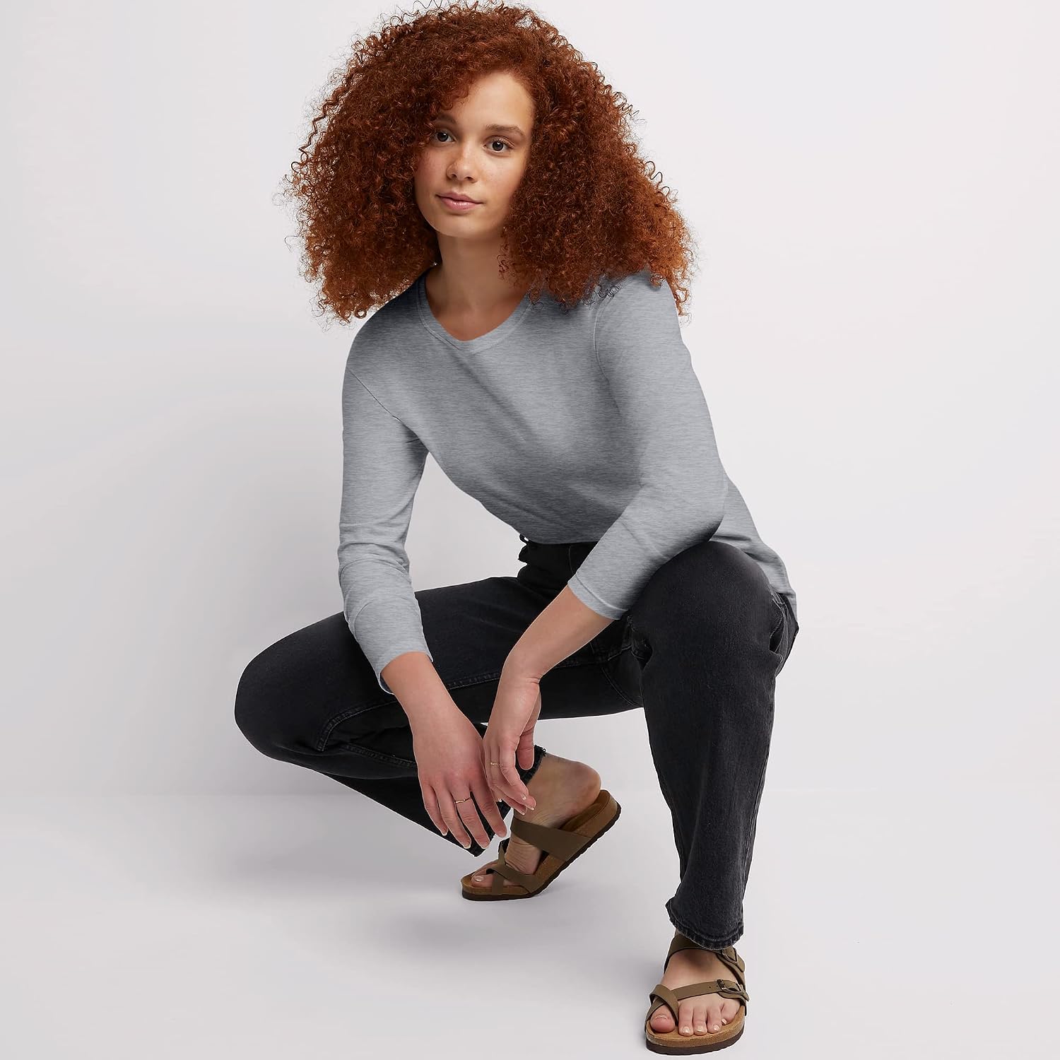 Women's Originals Long Sleeve Cotton T-Shirt, Lightweight Crewneck Tee, Modern Fit