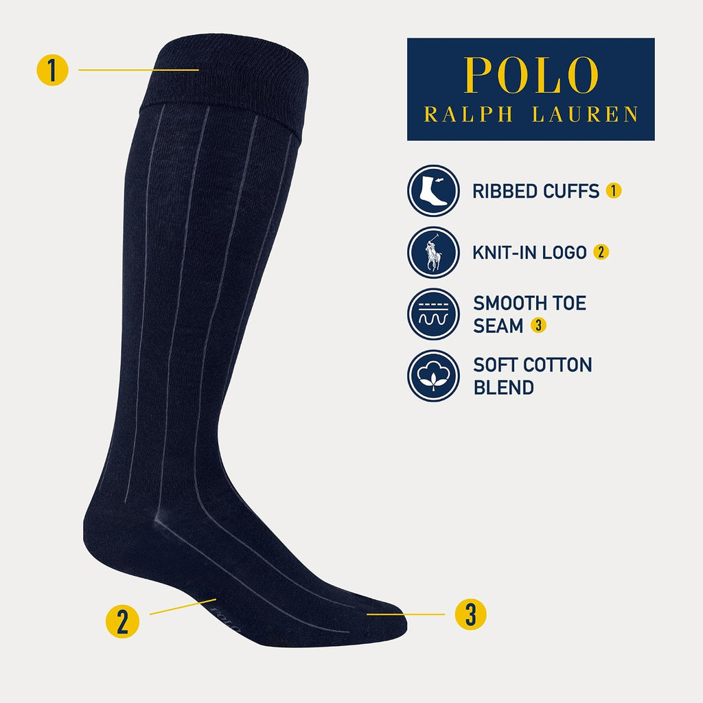 Men's Striped Over the Calf Sock 3 Pair Pack, Navy/Gray, Anthracite/Gray, Black/Charcoal, Men's Shoe Size: 6-12