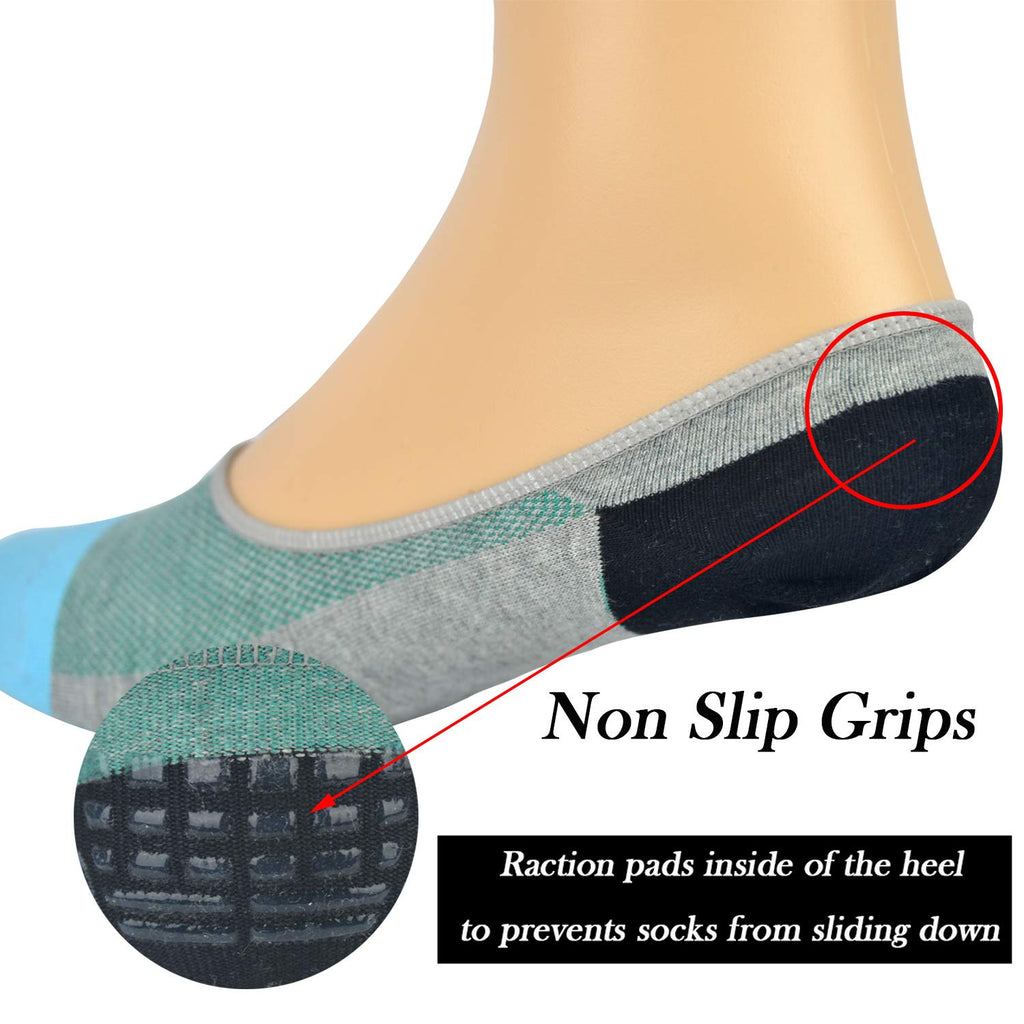 Genuine Mens No Show Socks, Loafer Sneakers Low Cut Cotton Socks With Non Slip Grips