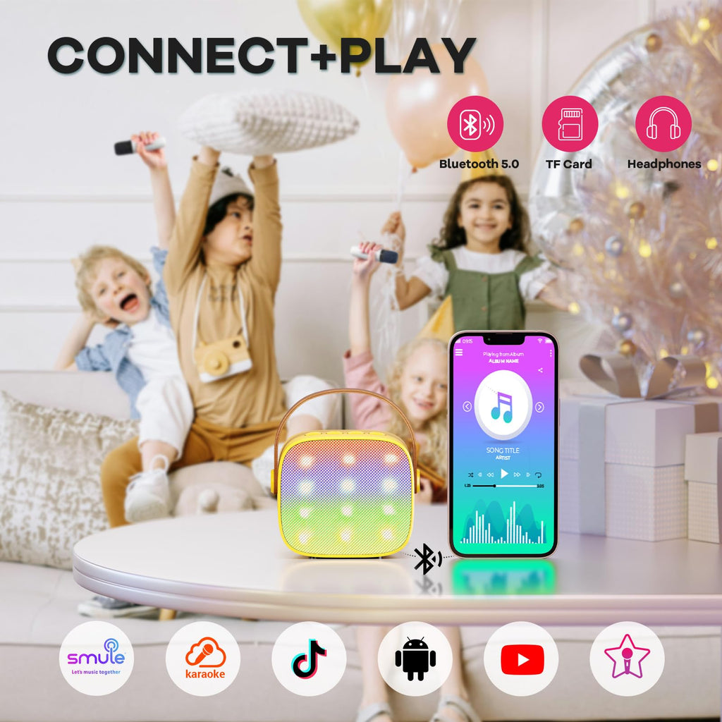 YLL Karaoke Machine for Kids, Portable Mini Speaker with 2 Wireless Microphones, TOP Kids Gifts for Girls Ages 3, 4, 5, 6, 7, 8, 9, 10+ Years Old, 4-12th Birthday Singing Present Toy Party (Purple)