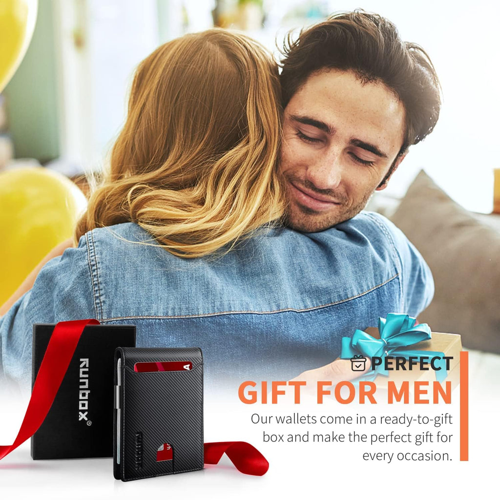Slim Wallets for Men - Leather Money Clip Mens Wallet - RFID Blocking Front Pocket Bifold Wallet - Thin Credit Card Holder with Gift Box