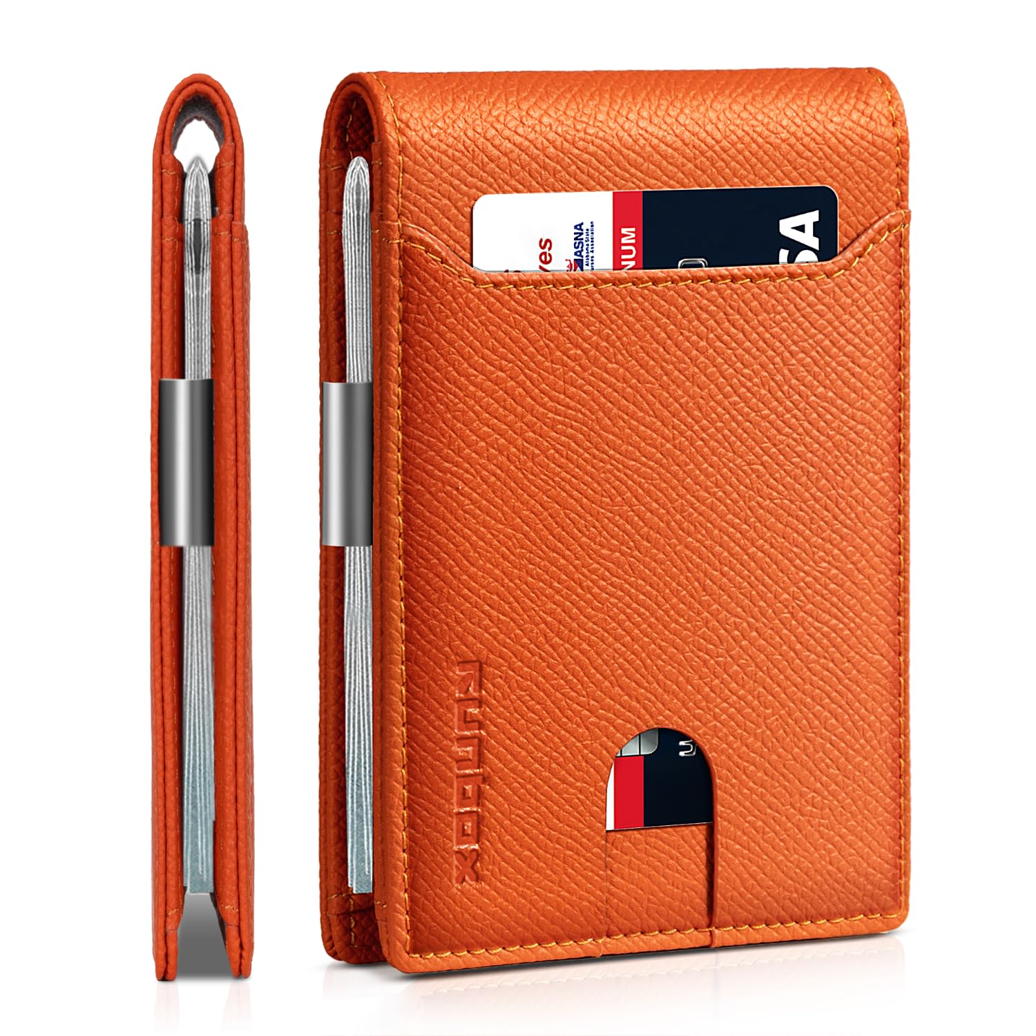 Slim Wallets for Men - Leather Money Clip Mens Wallet - RFID Blocking Front Pocket Bifold Wallet - Thin Credit Card Holder with Gift Box