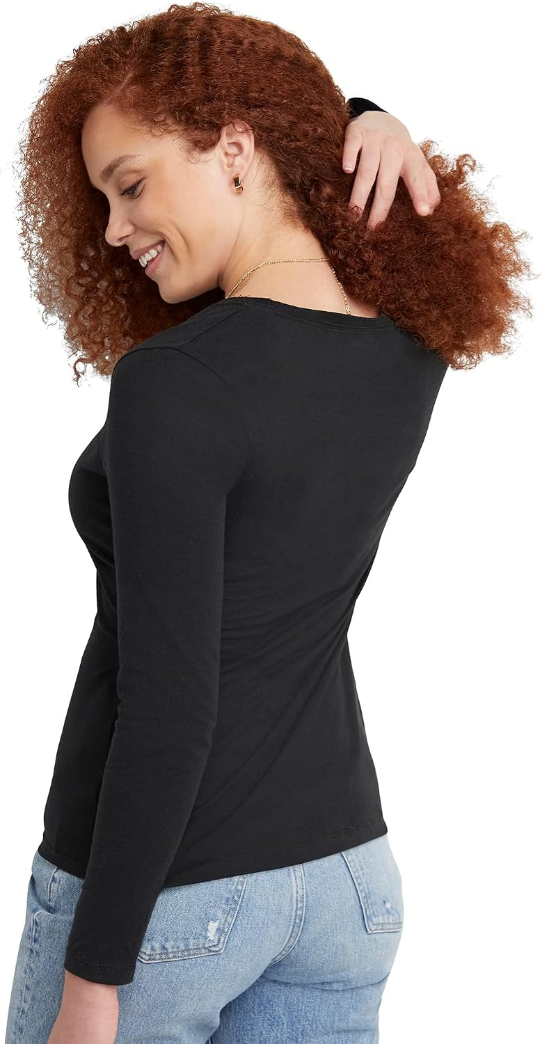 Women's Originals Long Sleeve Cotton T-Shirt, Lightweight Crewneck Tee, Modern Fit