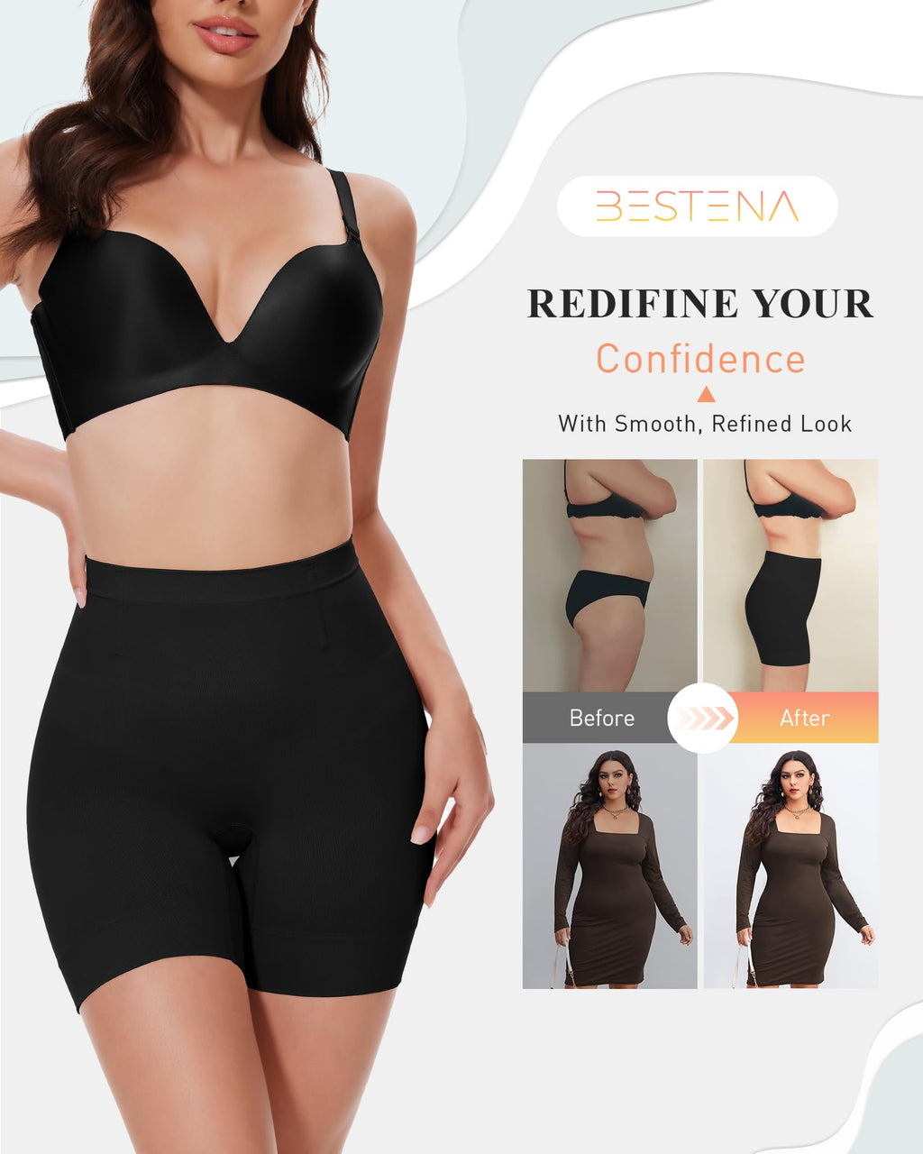 Shapewear Shorts for Women, Mid Waist Tummy Control Shaper | Mid-waist tummy control shapewear shorts smooth tummy and thighs with seamless comfort and discreet under-dress wear