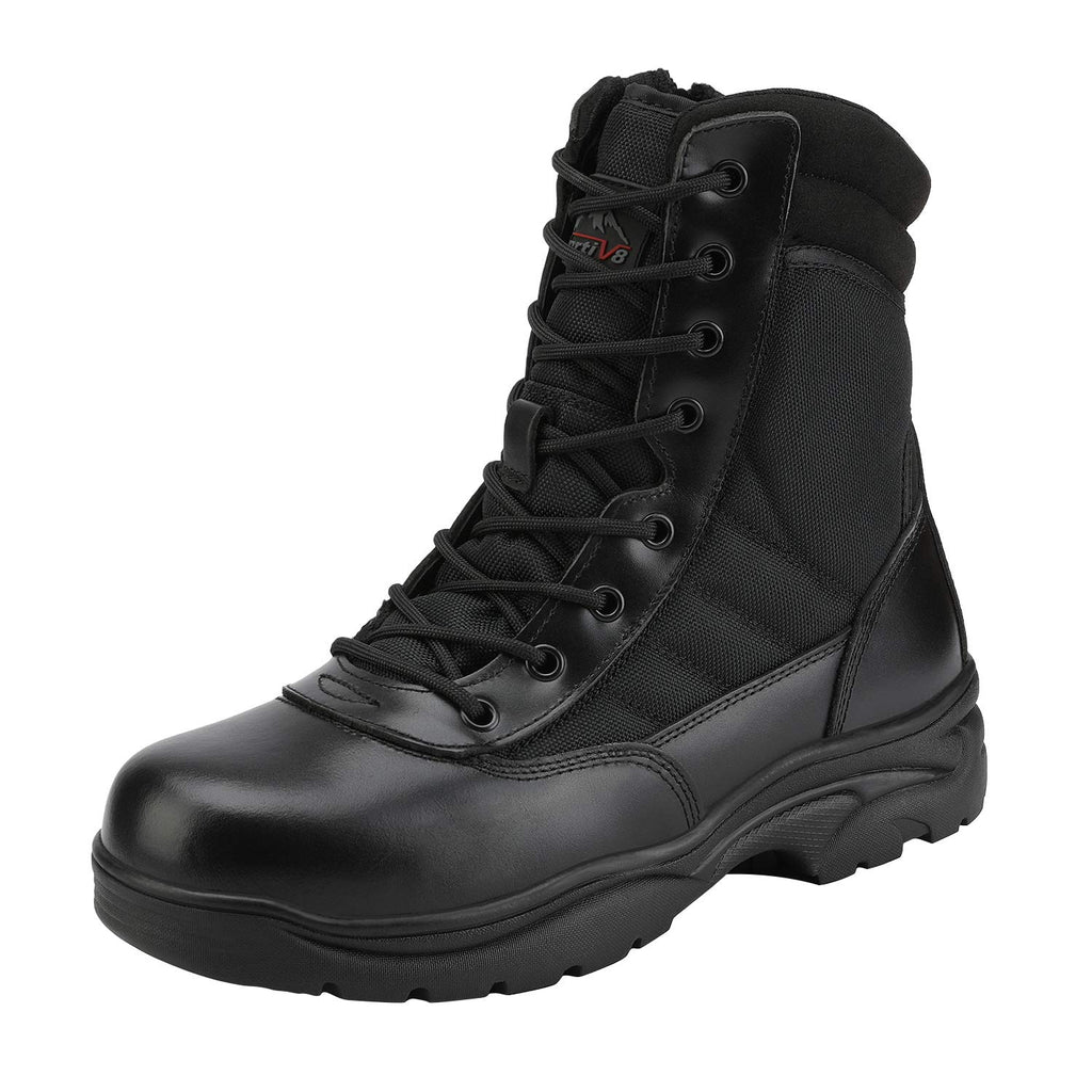 NORTIV 8 Men's Military Tactical Work Boots Side Zipper Leather Motorcycle Combat Boots Trooper
