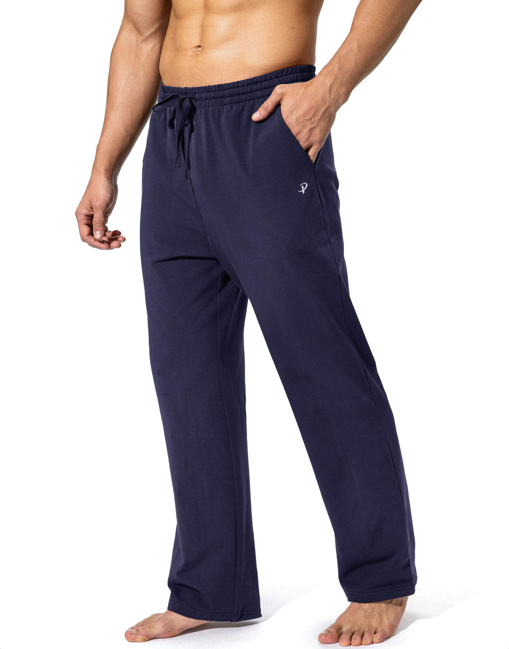 Men's Cotton Yoga Sweatpants Athletic Lounge Pants Open Bottom Casual Jersey Pants for Men with Pockets