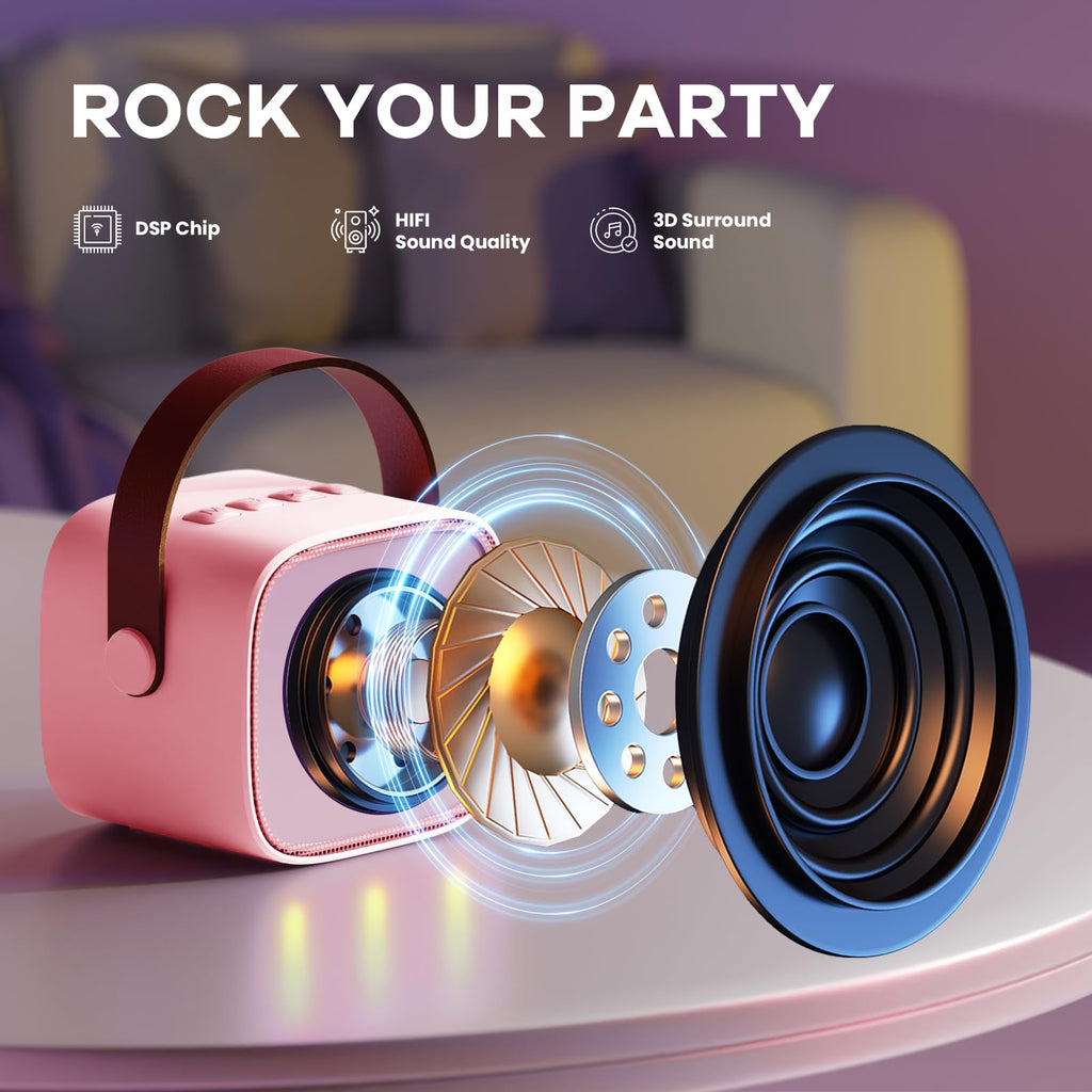 YLL Karaoke Machine for Kids, Portable Mini Speaker with 2 Wireless Microphones, TOP Kids Gifts for Girls Ages 3, 4, 5, 6, 7, 8, 9, 10+ Years Old, 4-12th Birthday Singing Present Toy Party (Purple)