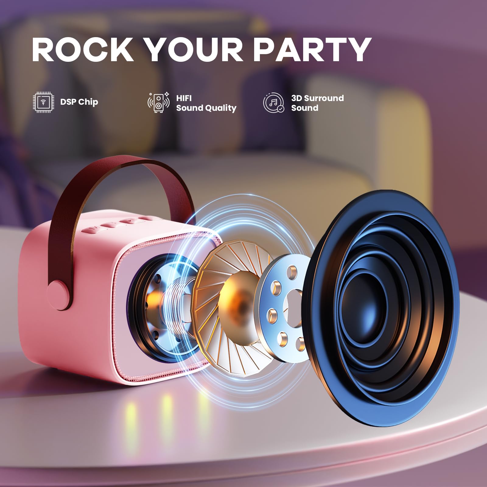 YLL Karaoke Machine for Kids, Portable Mini Speaker with 2 Wireless Microphones, TOP Kids Gifts for Girls Ages 3, 4, 5, 6, 7, 8, 9, 10+ Years Old, 4-12th Birthday Singing Present Toy Party (Purple)