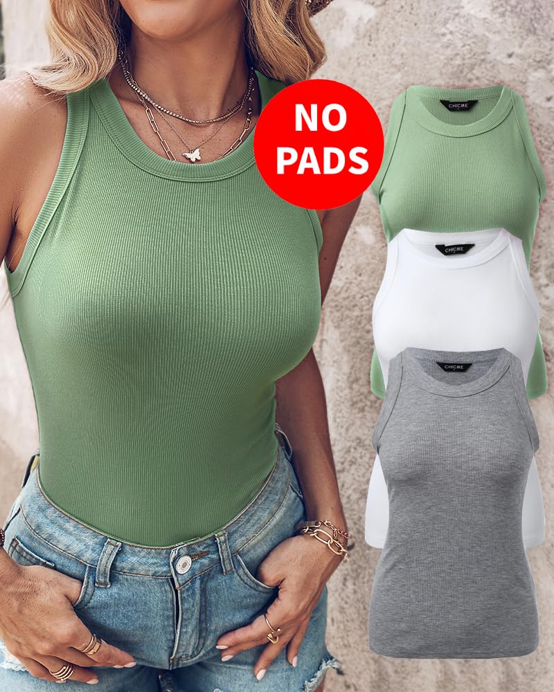 3 Piece Womens Tank Tops Sleeveless Basic Cami Shirt Slim Knit Ribbed Racerback Blouses