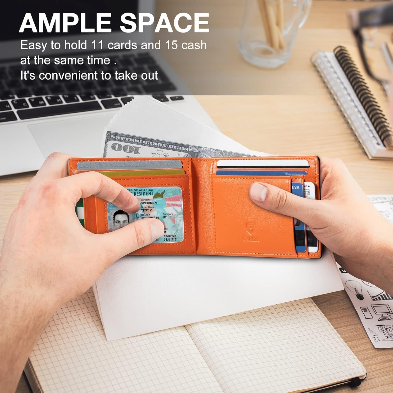Slim Wallet for Men Rfid Blocking Leather Bifold Front Pocket Carbon Fiber Men's Money Clips Credit Card Holder With Gift Box
