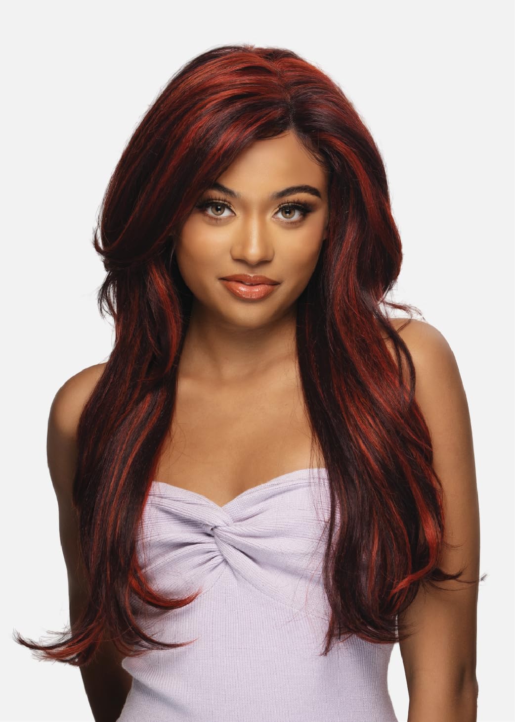 10X6 PRECUT Lace Part Wig, 24" Layered Straight, HD LACE 10x6 Max Part, Glueless Drawstring, Yaki Texture, Heat Resistant Fiber Wig (1 Jet Black)