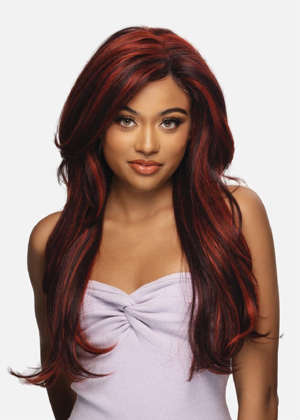 10X6 PRECUT Lace Part Wig, 24" Layered Straight, HD LACE 10x6 Max Part, Glueless Drawstring, Yaki Texture, Heat Resistant Fiber Wig (1 Jet Black)