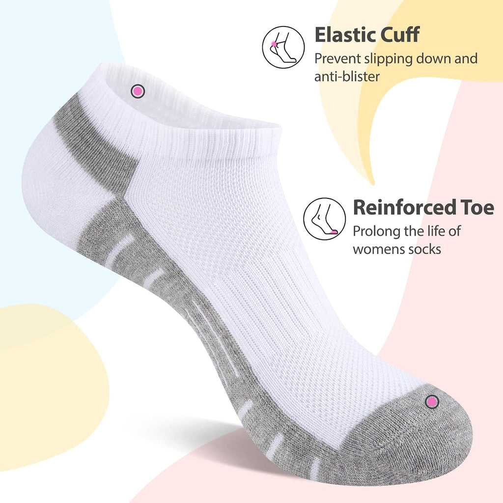 7 Pairs Ankle Socks Womens Athletic Cushioned Running Low Cut Socks for Women