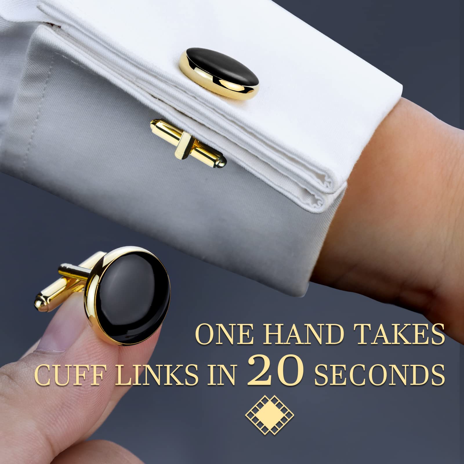 Men’s Cufflinks and Tuxedo Studs Set with Gift Box; Men’s Jewelry or Accessories Suitable for Black Suit White Shirts Vest and Red Bow tie on Wedding or Anniversary and Birthday