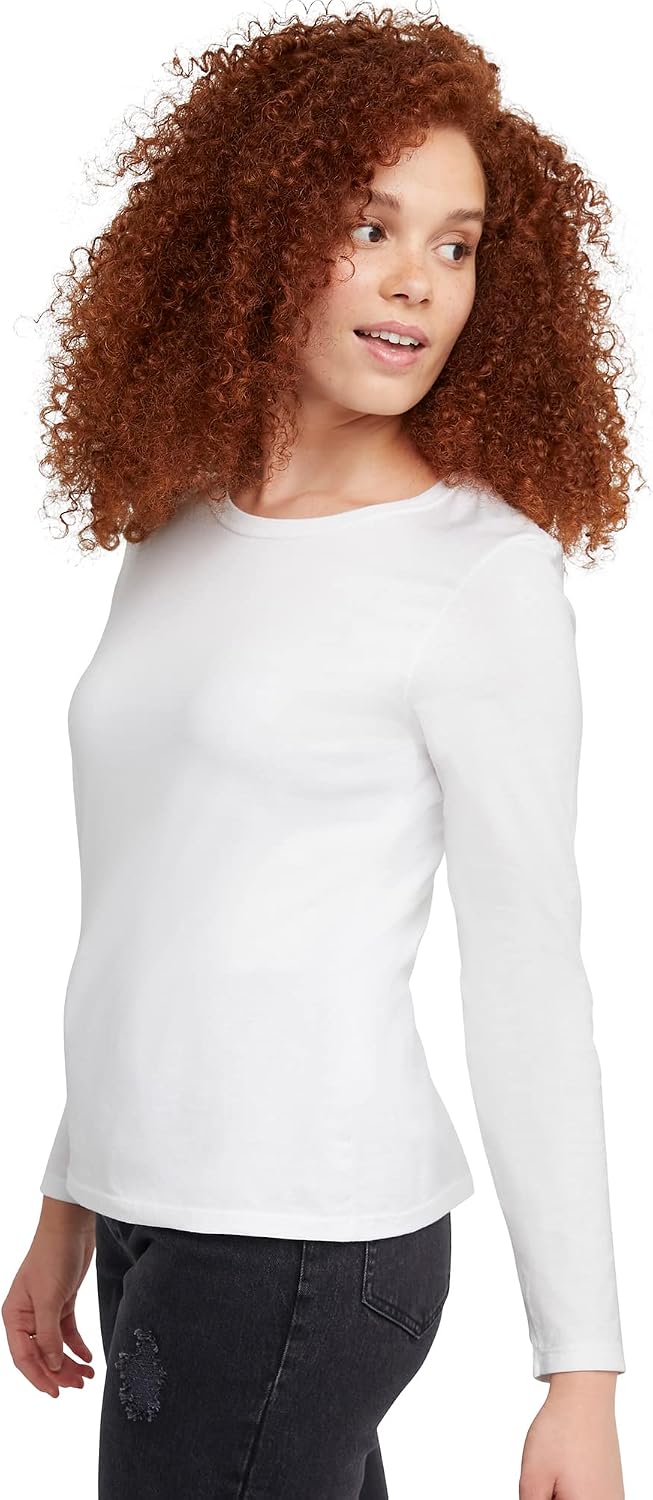 Women's Originals Long Sleeve Cotton T-Shirt, Lightweight Crewneck Tee, Modern Fit