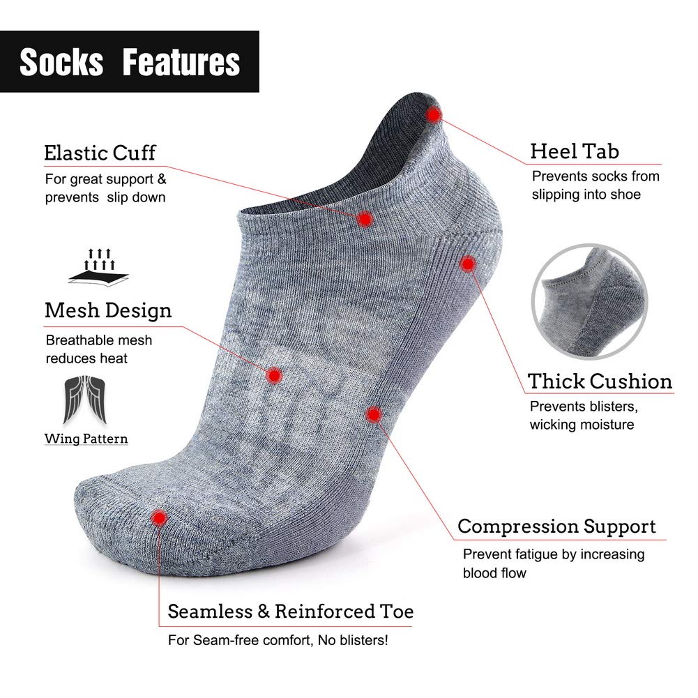 Merino Wool Compression Support Ankle Running Hiking Socks for Men Women, Soft Thick Cushion Tab Socks 3/6 Pairs