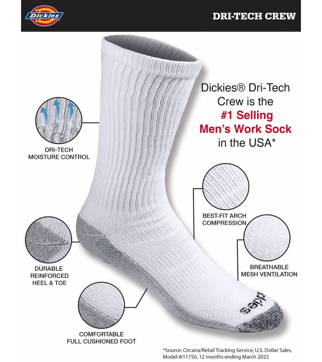 Men's Dri-tech Original Moisture Control Crew Socks, Available in M-xxl (6, 12, 18 Pairs)