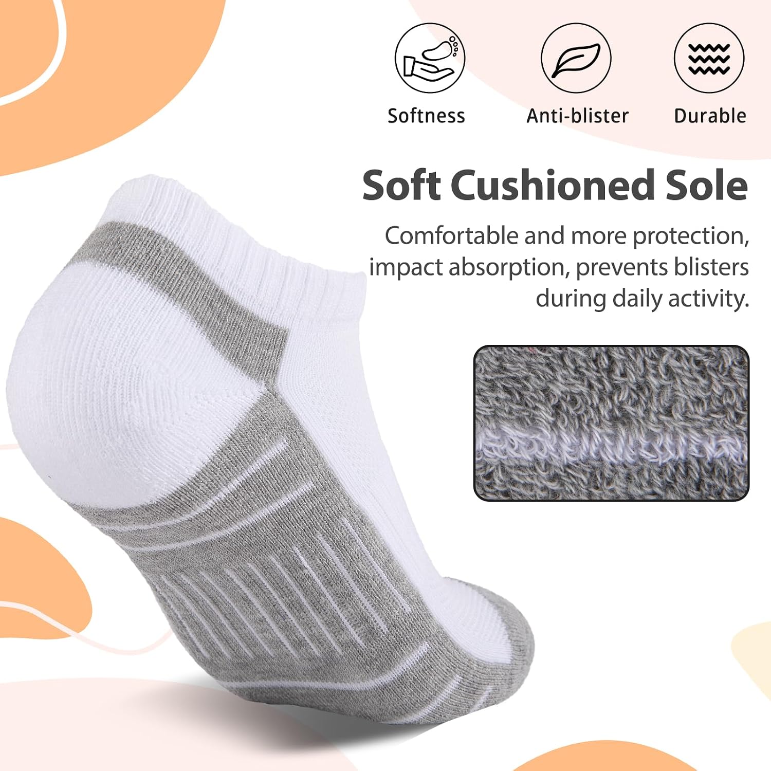 7 Pairs Ankle Socks Womens Athletic Cushioned Running Low Cut Socks for Women