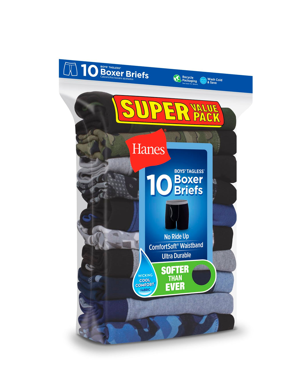 Hanes Boys' Underwear, Boxer Briefs for Boys and Toddlers, Soft Cotton, 7 and 10 Packs