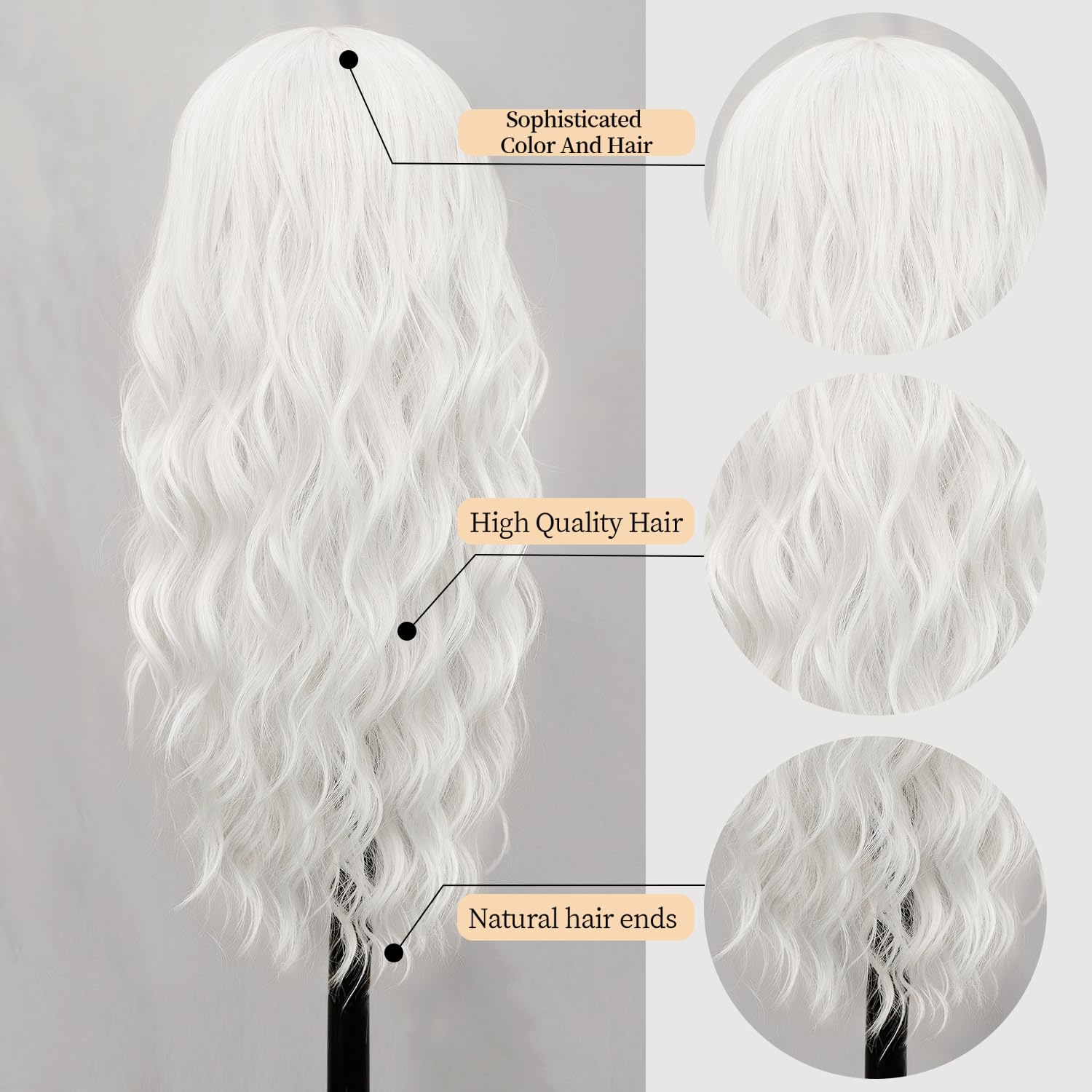 Long Brown Mixed Blonde Wavy Wig 4x1 Lace Natural Hairline Middle Part Curly Heat-Resistant Synthetic Fiber for Women & Beginners Daily Party Use 26In
