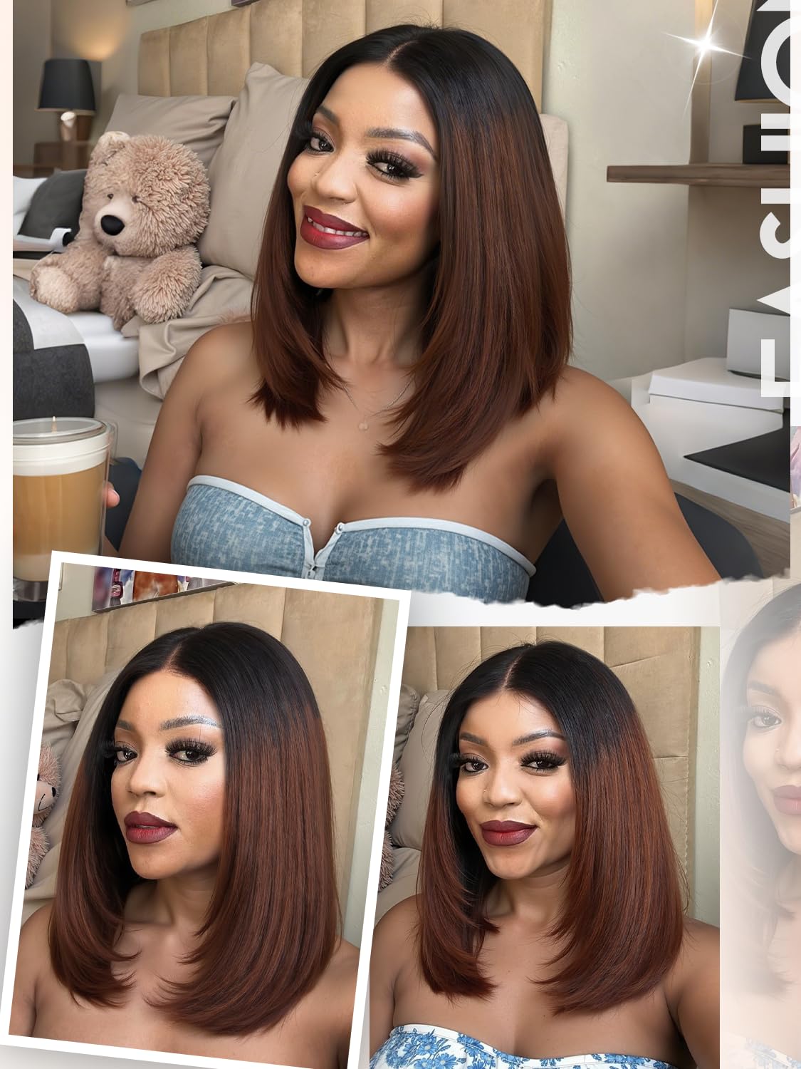 Yaki Straight Layered U Part Wigs V Part Glueless Clip in Half Wigs for Women Realistic Natural Looking Heat Resistant Synthetic Hair(24inch,Natural Black)