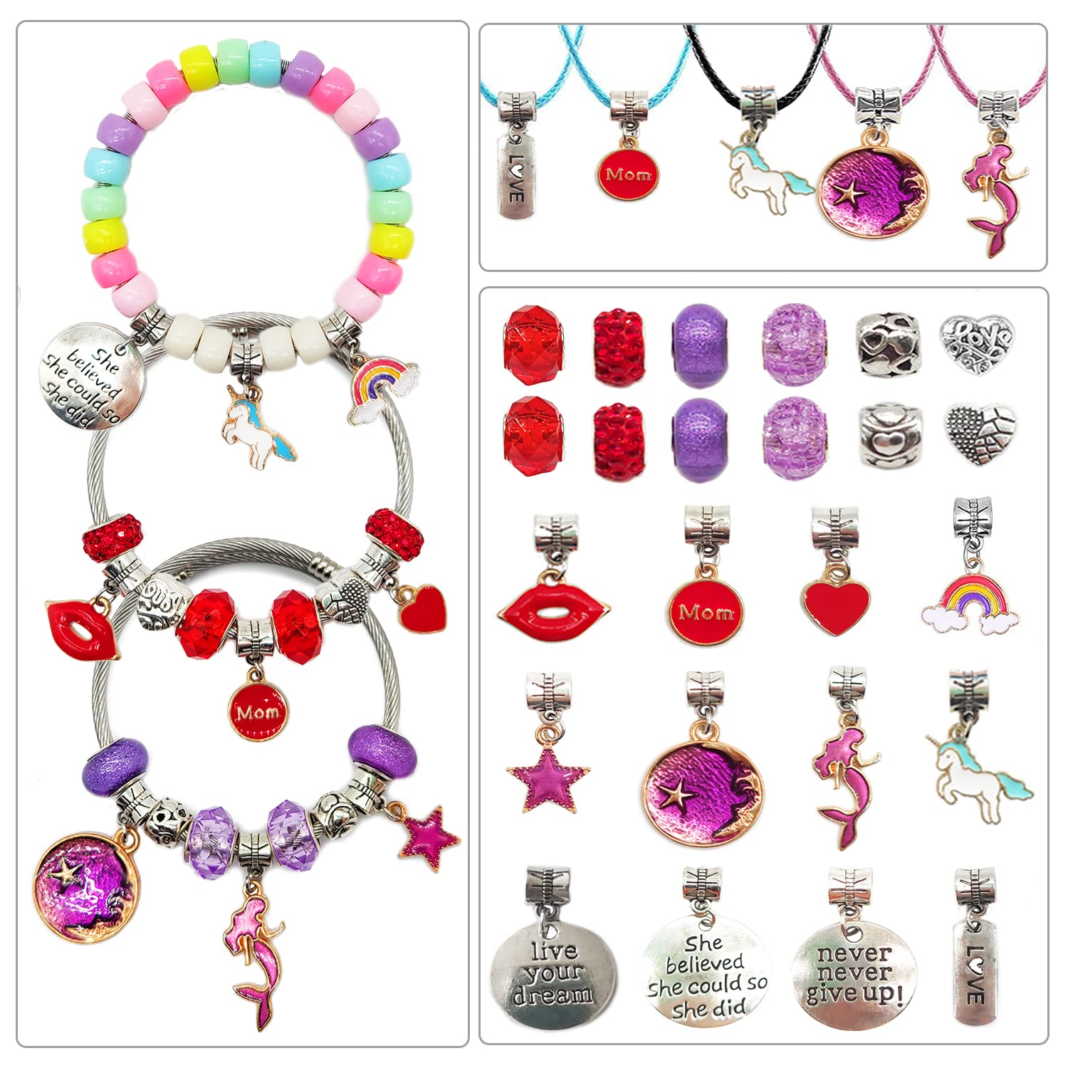 leitait Girls Toys Bracelet Making Kit -3400pcs Charm Jewelry Making Kit Supplies,Unicorn/Mermaid Crafts Birthday Christmas Gifts for Girls Ages 5 6 7 8 9 10 11 12 Years Old