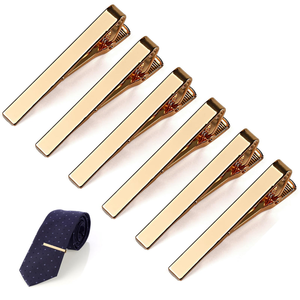 6 Pcs Tie Clips for Men, Classic Shiny & Glossy Tie Bar, Ideal for Father, Husband, Boyfriend, Business, Wedding, Tie Pins with Gift Box