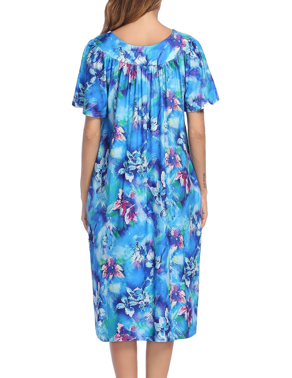 2 Pack House Dresses for Women with Pockets Short Sleeve Moo Moos Floral Print Mumu Dresses