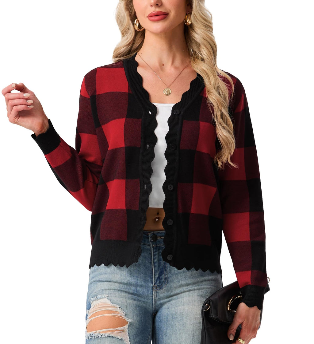 GRECERELLE Women's Long Sleeve V-Neck Button Down Cardigan Knit Shrugs Sweater