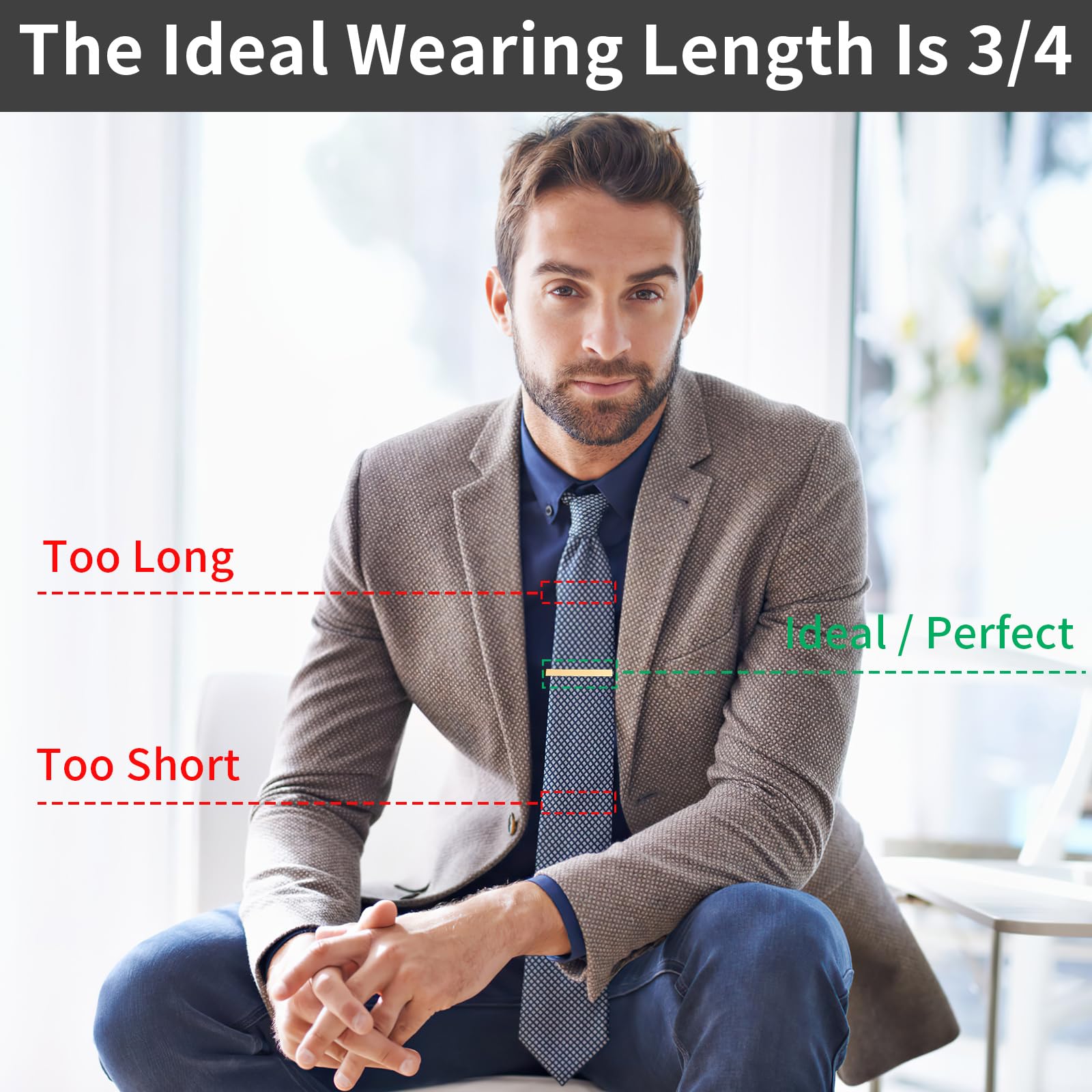 6 Pcs Tie Clips for Men, Classic Shiny & Glossy Tie Bar, Ideal for Father, Husband, Boyfriend, Business, Wedding, Tie Pins with Gift Box