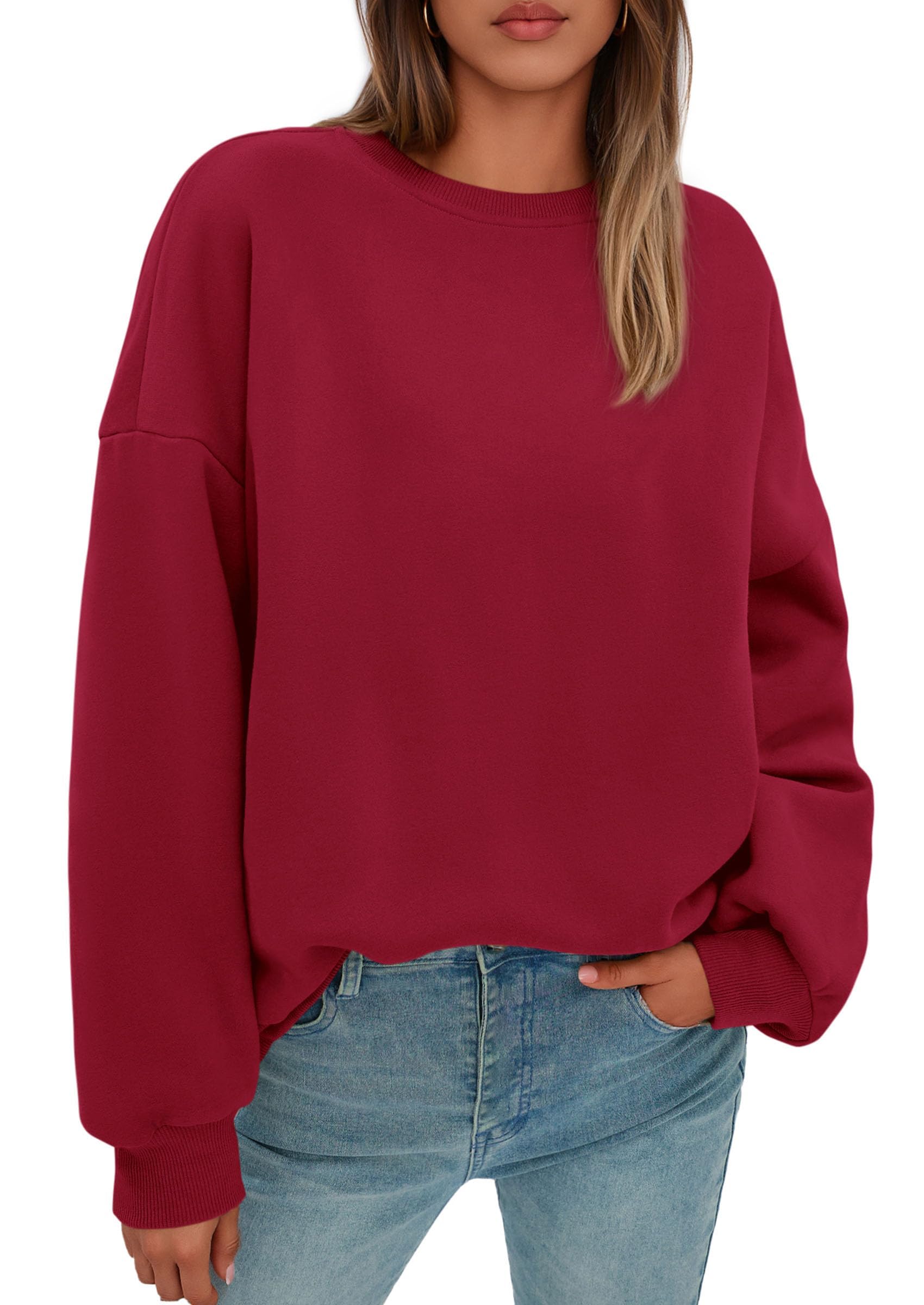 Sweatshirt for Women Oversized Crewneck Long Sleeve Pullover Fleece Top 2026 Fall Winter Fashion Outfits Clothes