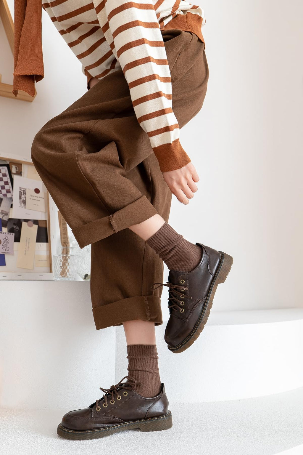 Womens Cute Crew Socks Casual Athletic Aesthetic Socks Neutral Cotton Socks for Women Granola Girls Clothes