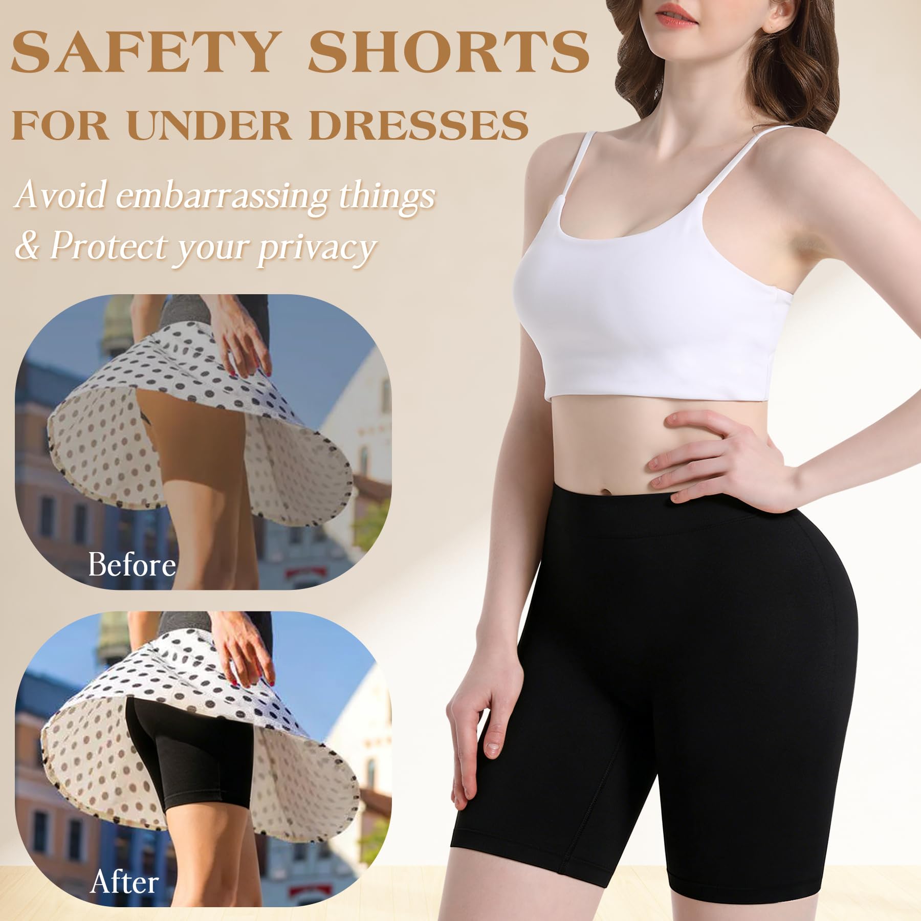 3 Pack Slip Shorts for Women Under Dress,Comfortable Smooth Yoga Shorts,Workout Biker Shorts