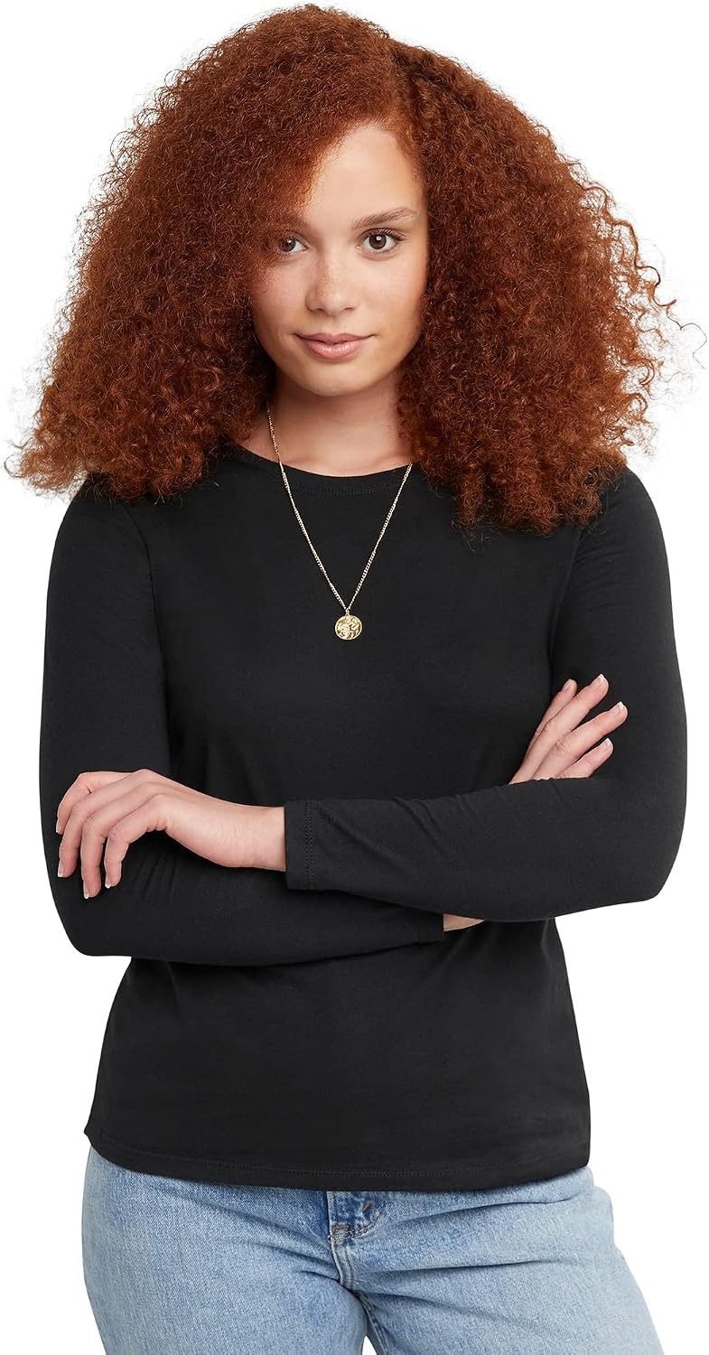 Women's Originals Long Sleeve Cotton T-Shirt, Lightweight Crewneck Tee, Modern Fit