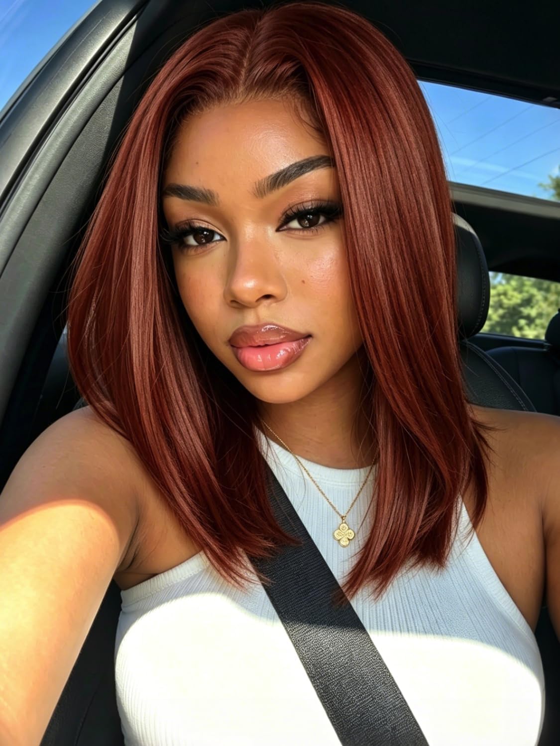 Golden Brown Highlight Glueless Yaki Straight Precut 7x5 Lace Front Wigs Human Hair Drawstring Ombre Pre Plucked Bleached Knots 30S Ready to Wear and Go Wig with Dark Roots 16Inch
