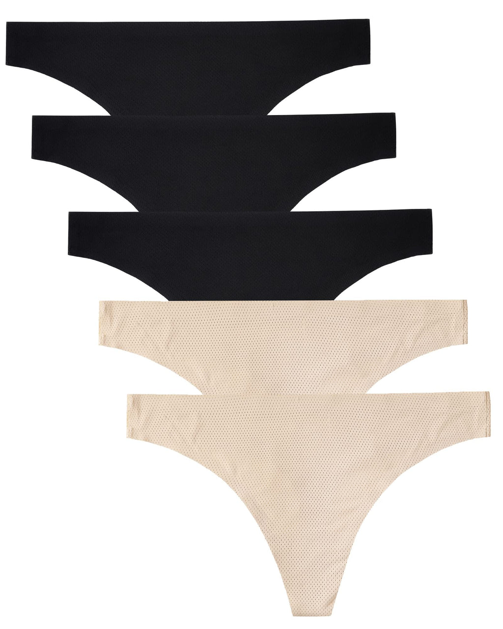 Seamless Women Underwear Thongs,No Show Ladies Workout Thong,5 Pack | Invisible Breathable Comfortable Mesh Panties,No Seam Soft Low Rise Cut Athletic Undies for Sports Gym Running Exercise Work