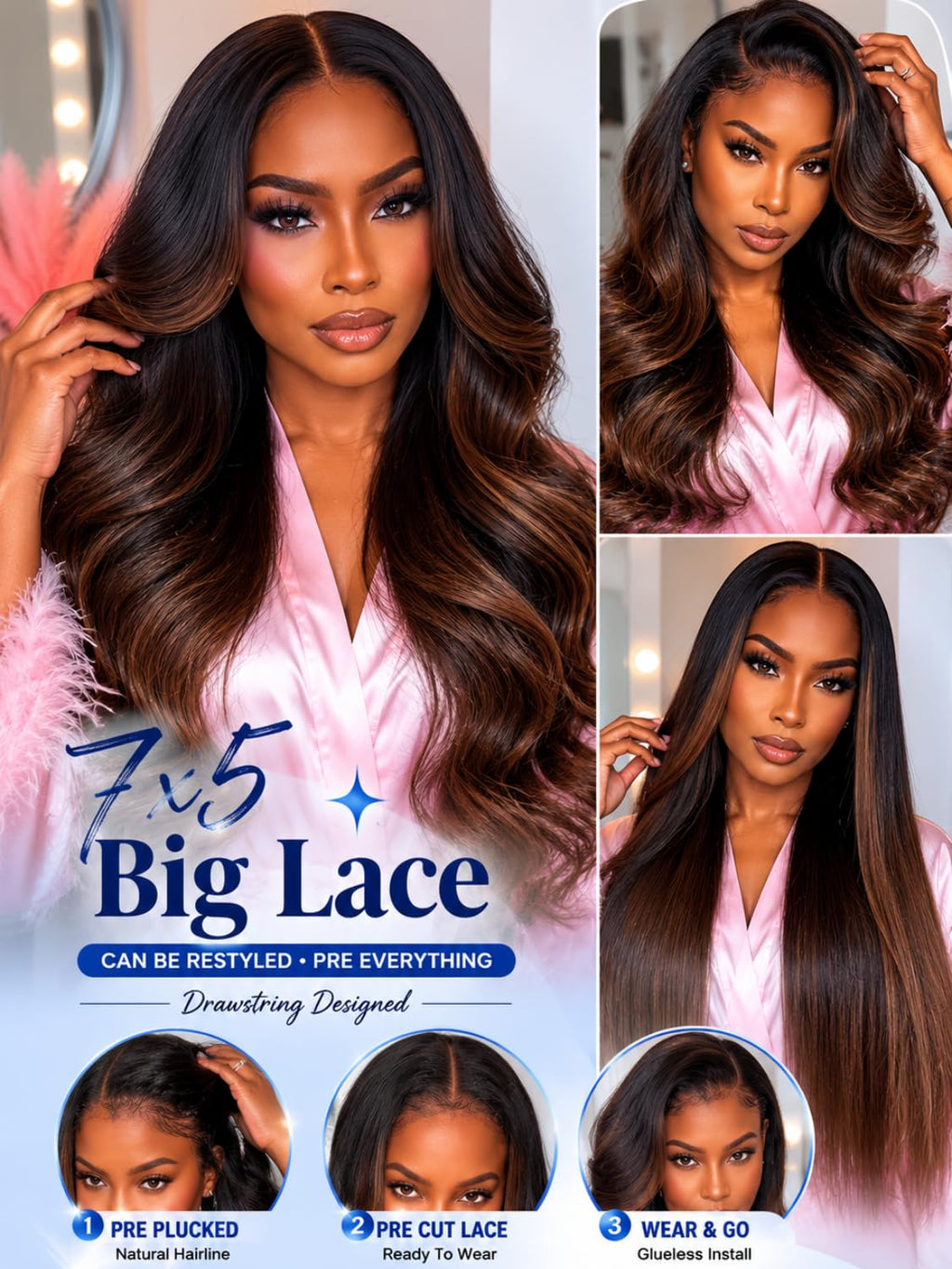 No Slip Yaki Straight Bob Drawstring Wig Human Hair with Flexible Mesh Cap,Glueless Upgrade 7x5 Bye Bye Knots Wig Pre Cut/Plucked/Bleached Ready to Go Short Yaki Bob Wig 180% Density 10inch