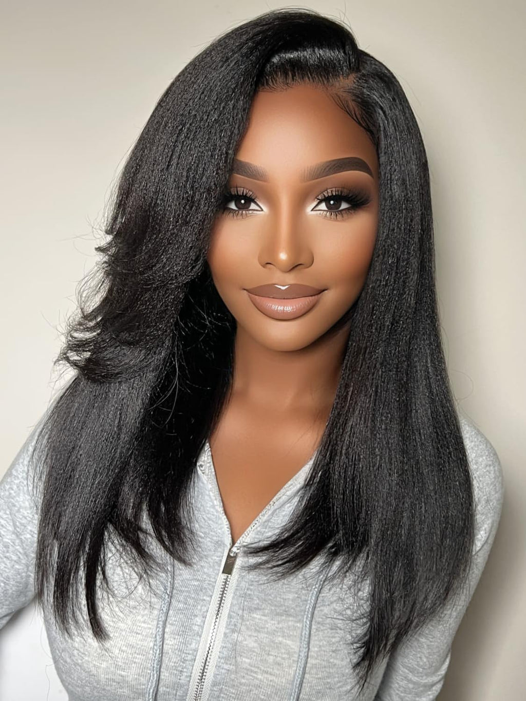 Golden Brown Highlight Glueless Yaki Straight Precut 7x5 Lace Front Wigs Human Hair Drawstring Ombre Pre Plucked Bleached Knots 30S Ready to Wear and Go Wig with Dark Roots 16Inch