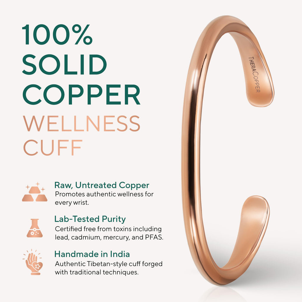 Copper Bracelet for Men & Women — 100% Pure Copper Bracelets — Raw, Solid & Uncoated Authentic Handmade Tibetan Bracelet Cuff Bangles
