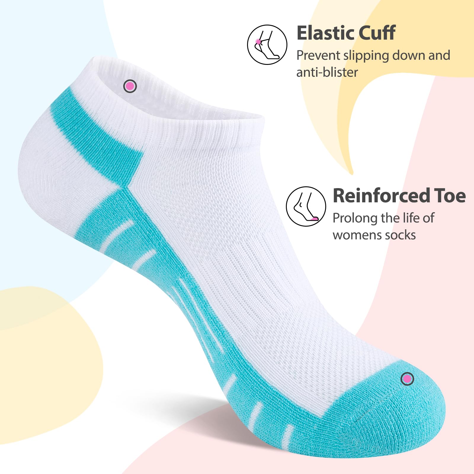 7 Pairs Ankle Socks Womens Athletic Cushioned Running Low Cut Socks for Women