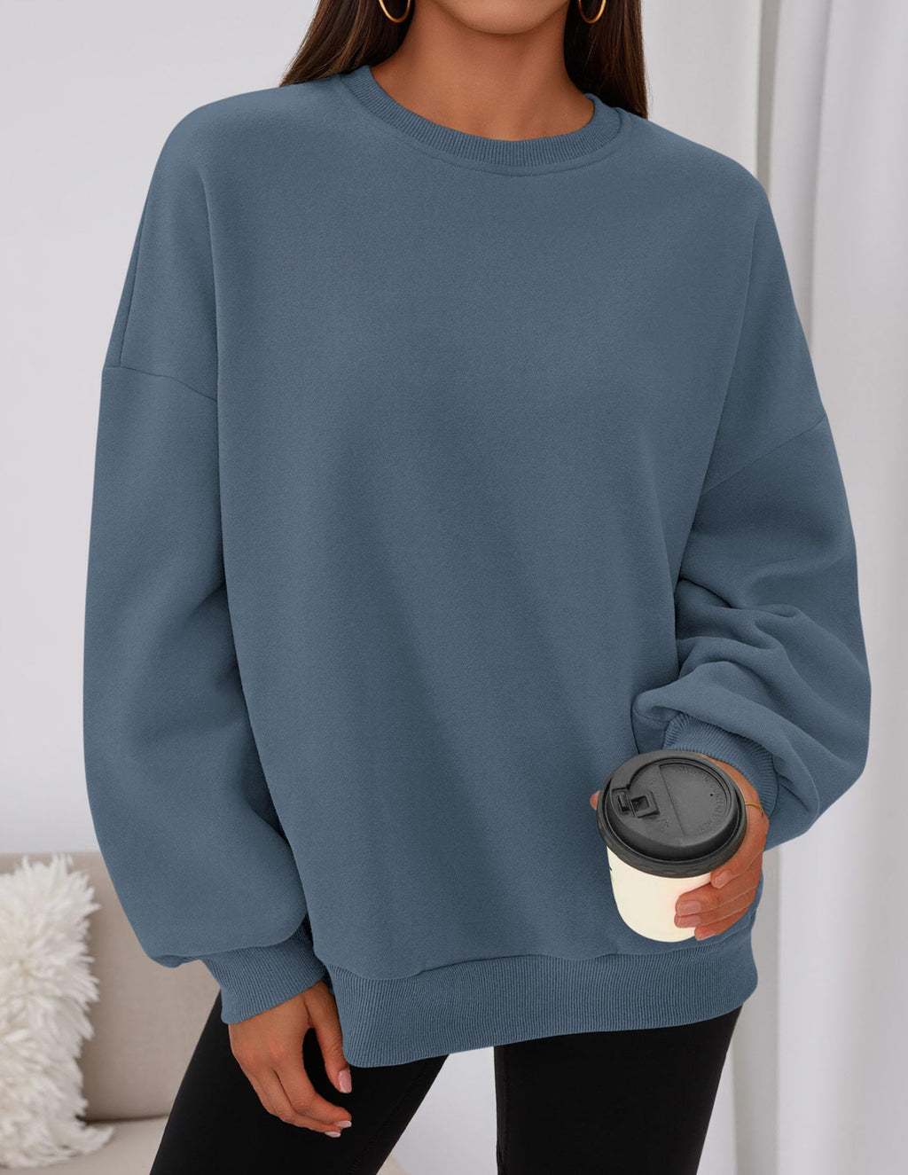 Sweatshirt for Women Oversized Crewneck Long Sleeve Pullover Fleece Top 2026 Fall Winter Fashion Outfits Clothes